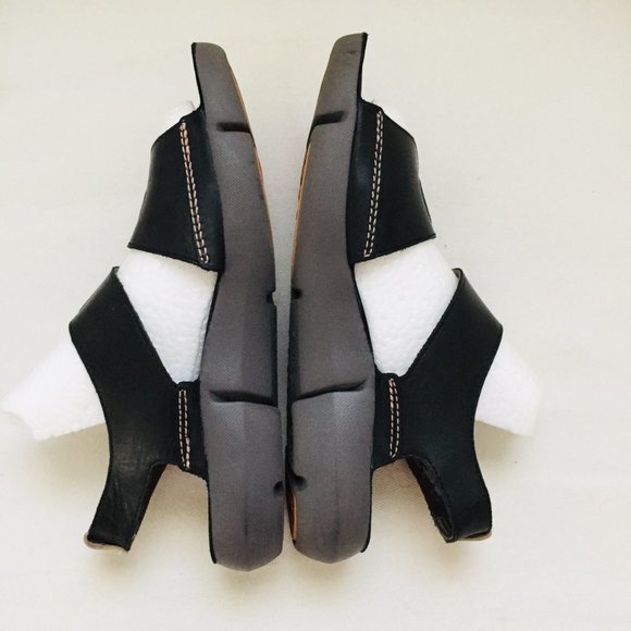 Clarks Trigenic Black Leather Tri Clover Comfort Strappy Sandals Size 6 - Picture 5 of 12